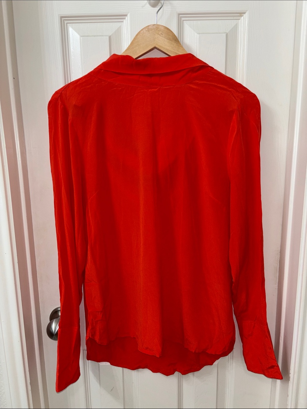 J. Crew Red Button-Down Long-Sleeve Blouse